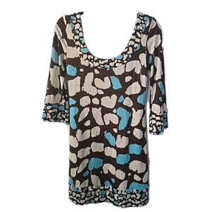 Diane von Furstenberg Silk Stella Dress Jersey Knit Artsy‎ Resort Stretch Size M